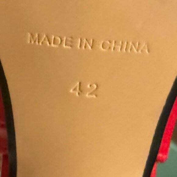 Hey Se Mey Red Patent Leather Stiletto 6 Inch Sling Back Heel Pump Shoes - Picture 6 of 6